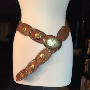 Leather and Brass Handmade Chunky Belt Adjustable